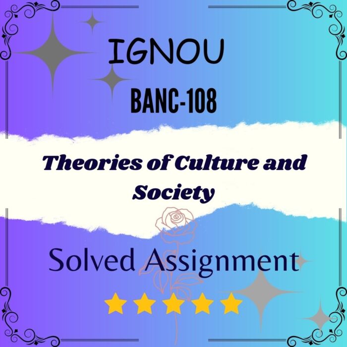 BANC 108 Solved Assignment - Theories of Culture and Society