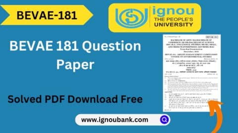 IGNOU BEVAE 181 Question Paper Download Free 2024