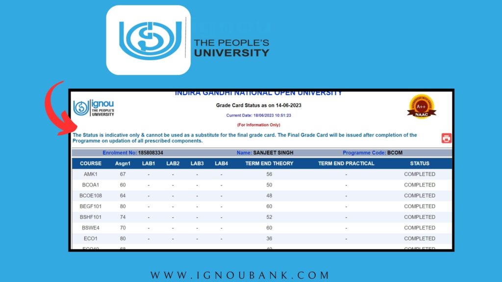 IGNOU Grade Card Status 2024 Direct Link