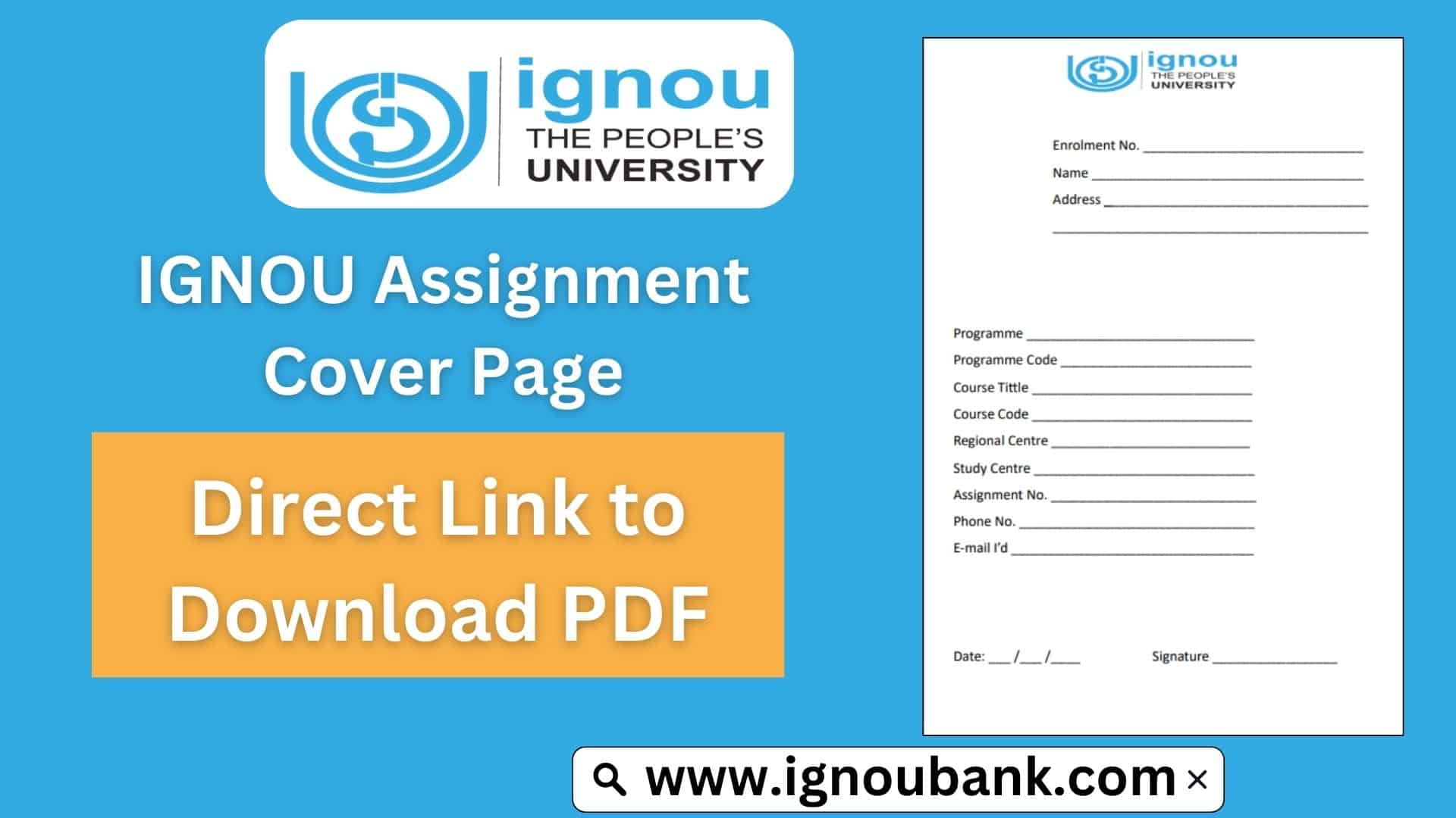 IGNOU Front Page PDF 2025 Download Format And Guidelines