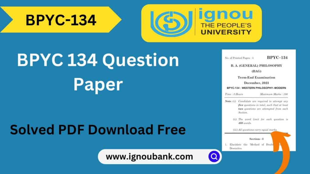 BPYC 134 Question Paper Download Free PDF 2024