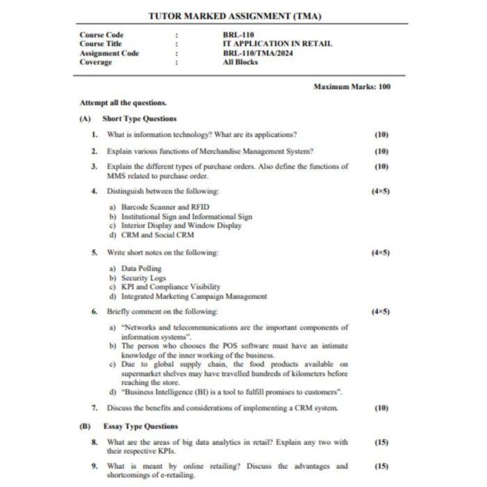 BRL 110 Solved Assignment question paper 2024