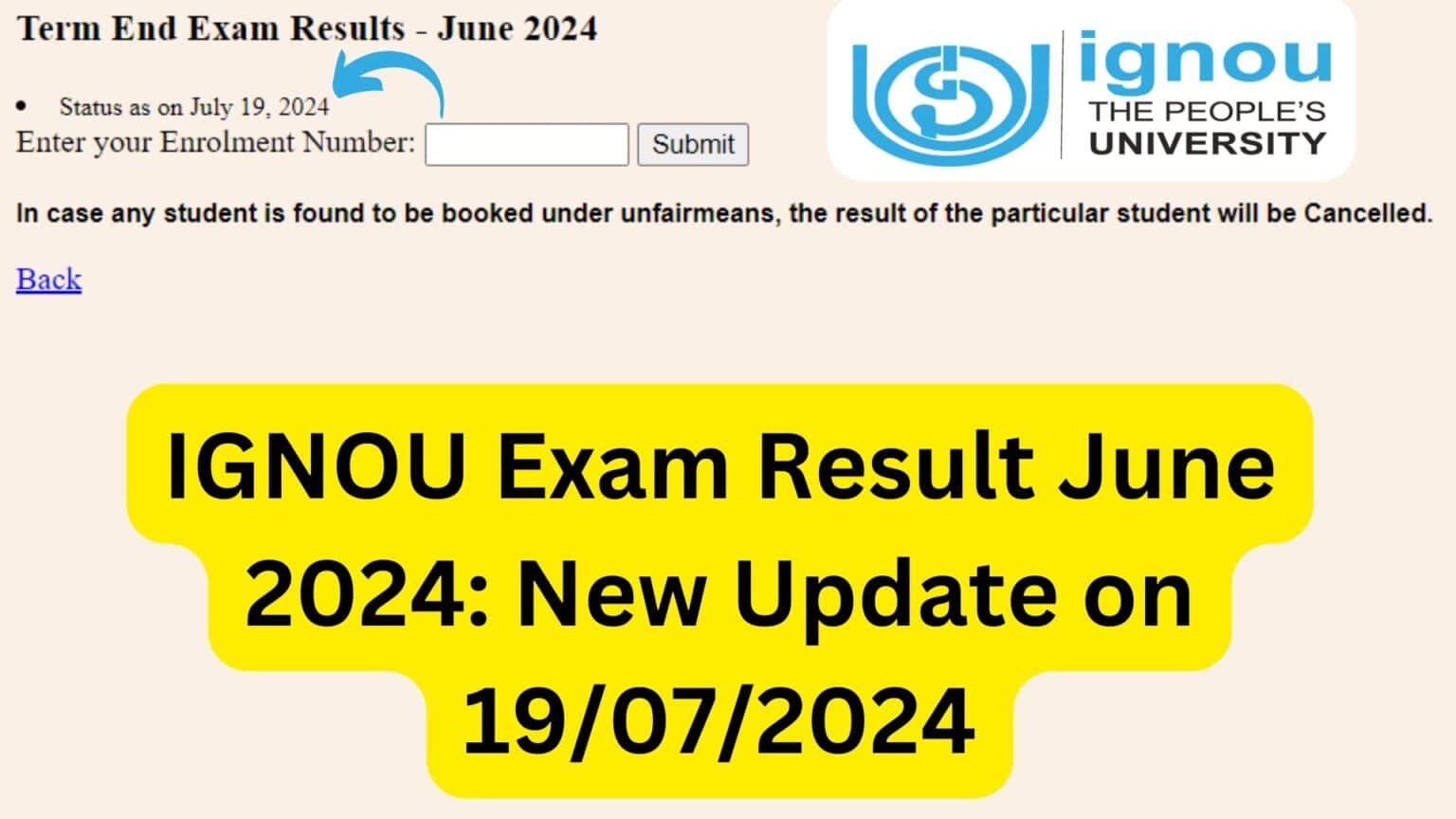 IGNOU Exam Result June 2024