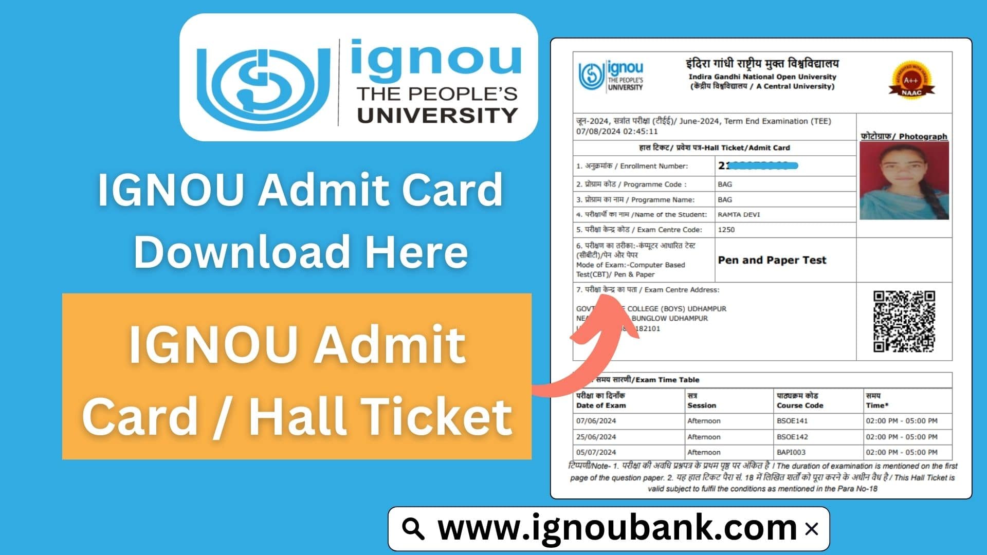 Ignou Admit Card Download