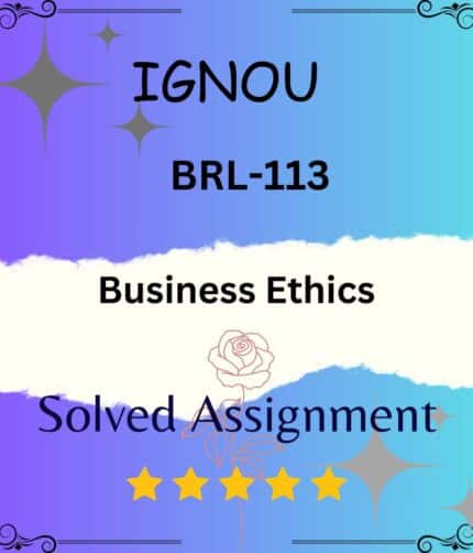 BRL 113 Solved Assignment - Business Ethics