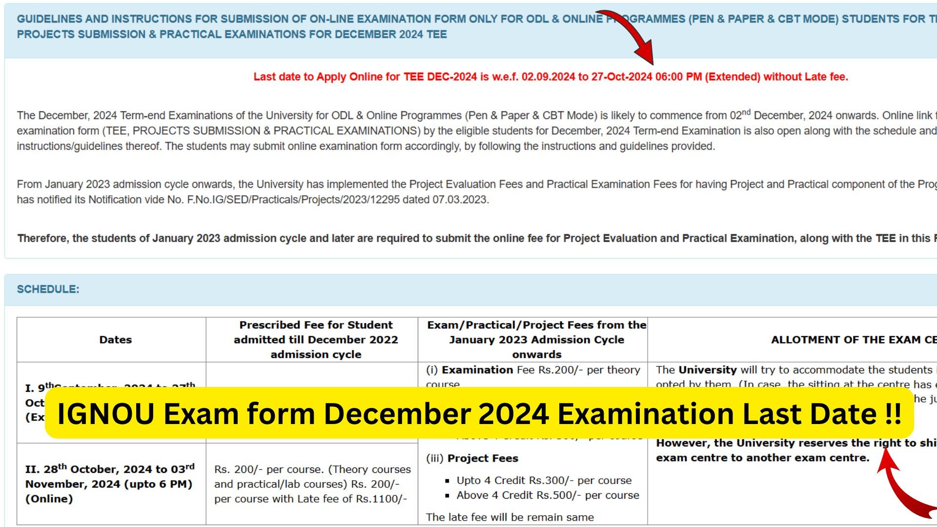 "Important Update IGNOU Exam Form December 2024 Last Date Approaching Is It Extended?"