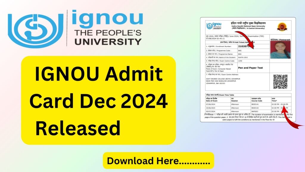  ignou hall ticket december 2024 released download your admit card