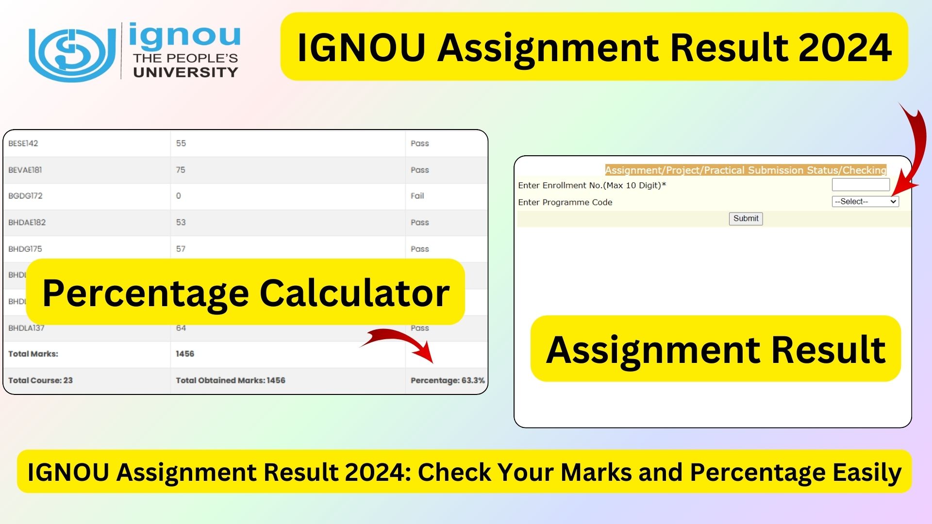 Ignou assignment result 2024 check your marks and percentage easily