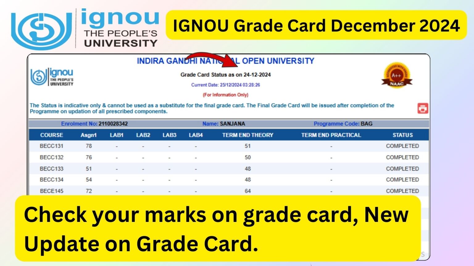Ignou result december 2024 date check your tee results online