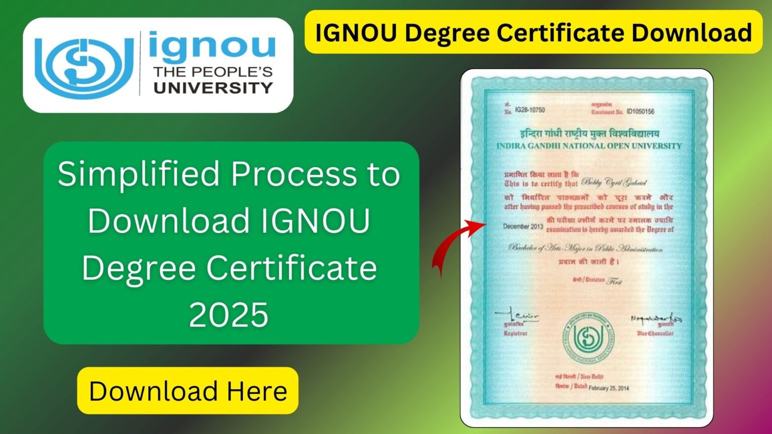 Ignou degree certificate download 2025