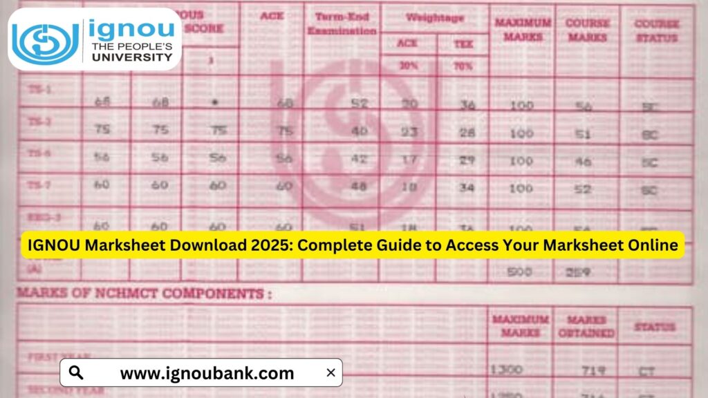 IGNOU Marksheet Download 2025 Complete Guide to Access Your Marksheet Online