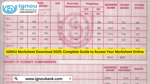 IGNOU Marksheet Download 2025 Complete Guide to Access Your Marksheet Online