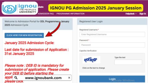 IGNOU PG Admission 2025 January Session