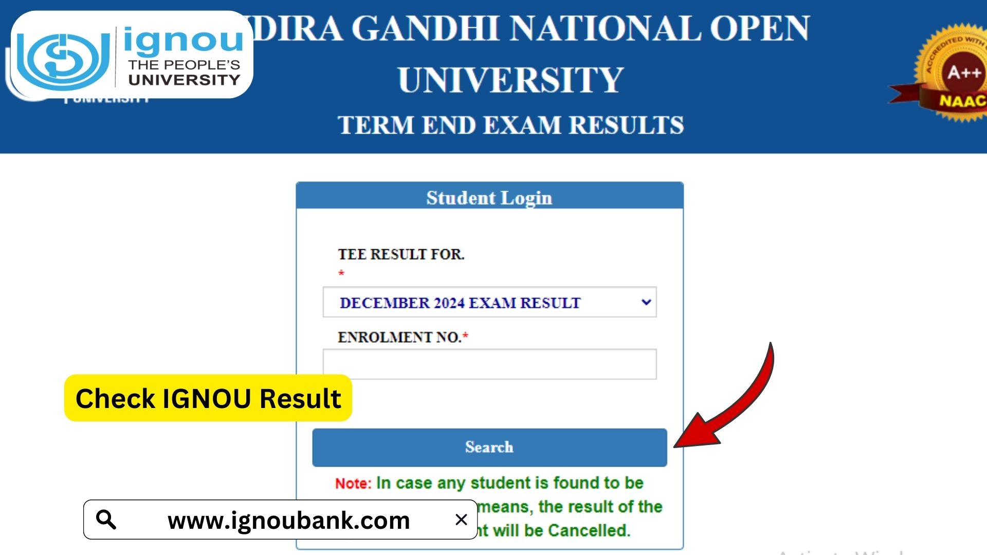 Ignou result 2025 how to check your results online