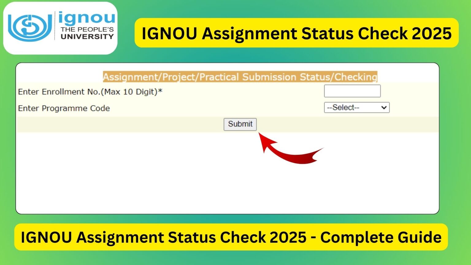 IGNOU Assignment Status 2026: Check Submission Status & Marks Online ...