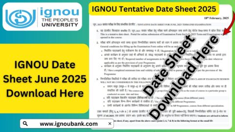 IGNOU Date Sheet June 2025: Download Exam Time Table & Important Updates
