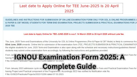 IGNOU Examination Form 2025: A Complete Guide