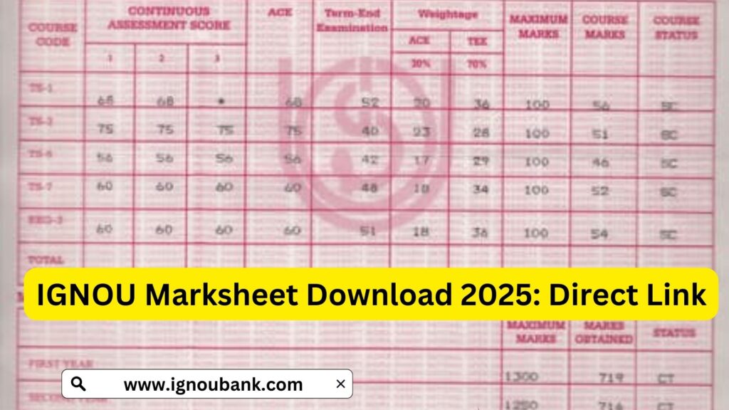 IGNOU Marksheet Download 2025 – Complete Guide