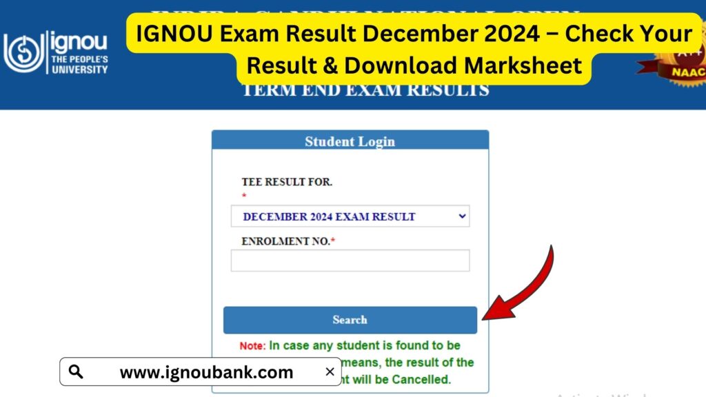 IGNOU Exam Result December 2024 – Check Your Result & Download Marksheet 1 IGNOU Exam Result December 2024 – Check Your Result & Download Marksheet
