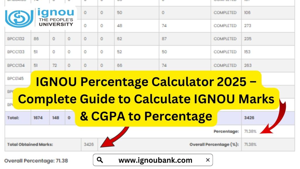 IGNOU Percentage Calculator 2025 – Complete Guide to Calculate IGNOU Marks & CGPA to Percentage