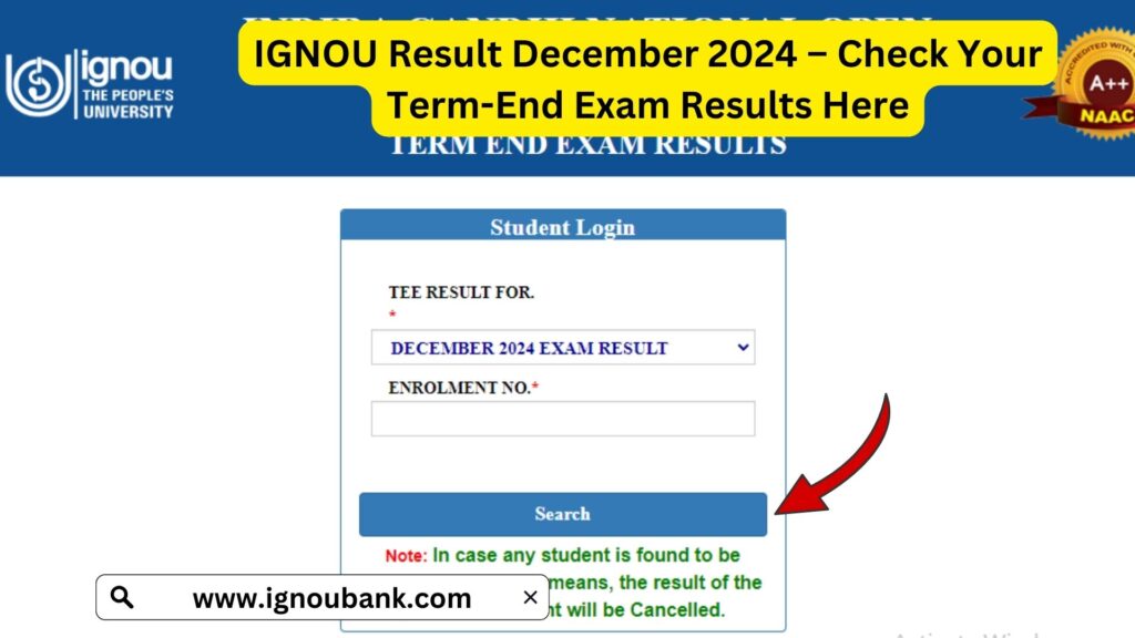 IGNOU Result December 2024 – Check Your Term-End Exam Results Here