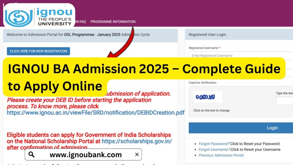 IGNOU BA Admission 2025 – Complete Guide to Apply Online