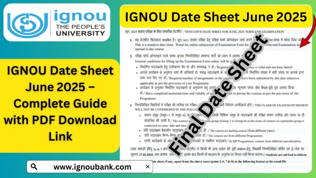 IGNOU Date Sheet June 2025 – Complete Guide with PDF Download Link