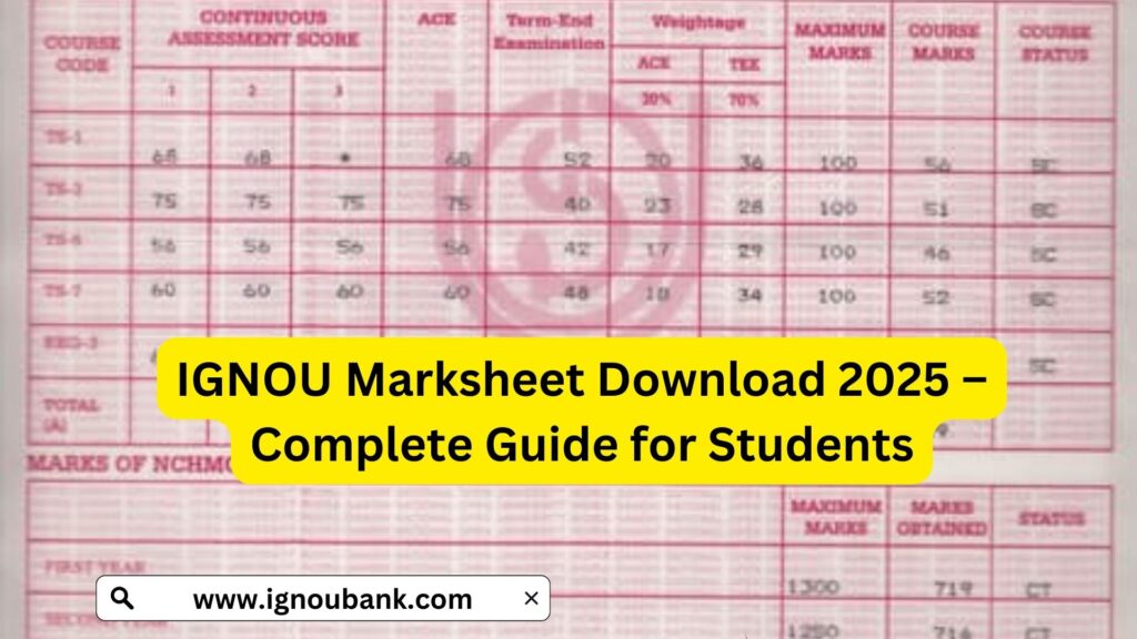 IGNOU Marksheet Download 2025 – Complete Guide for Students