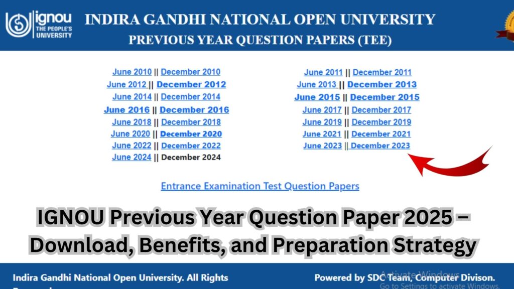 IGNOU Previous Year Question Paper 2025 – Download, Benefits, and Preparation Strategy