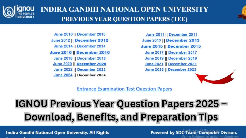 IGNOU Previous Year Question Papers 2025 – Download, Benefits, and Preparation Tips