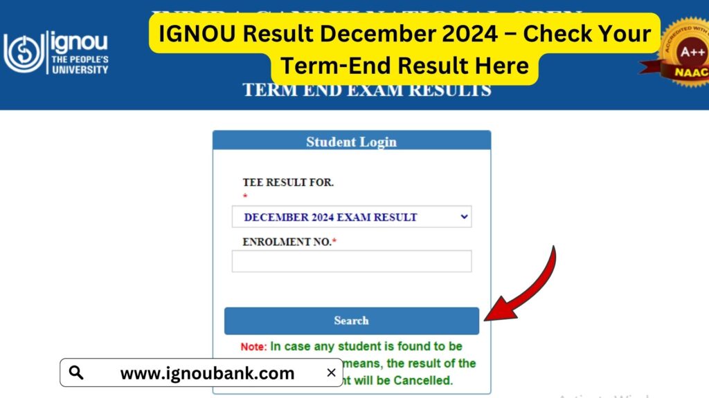 IGNOU Result December 2024 – Check Your Term-End Result Here