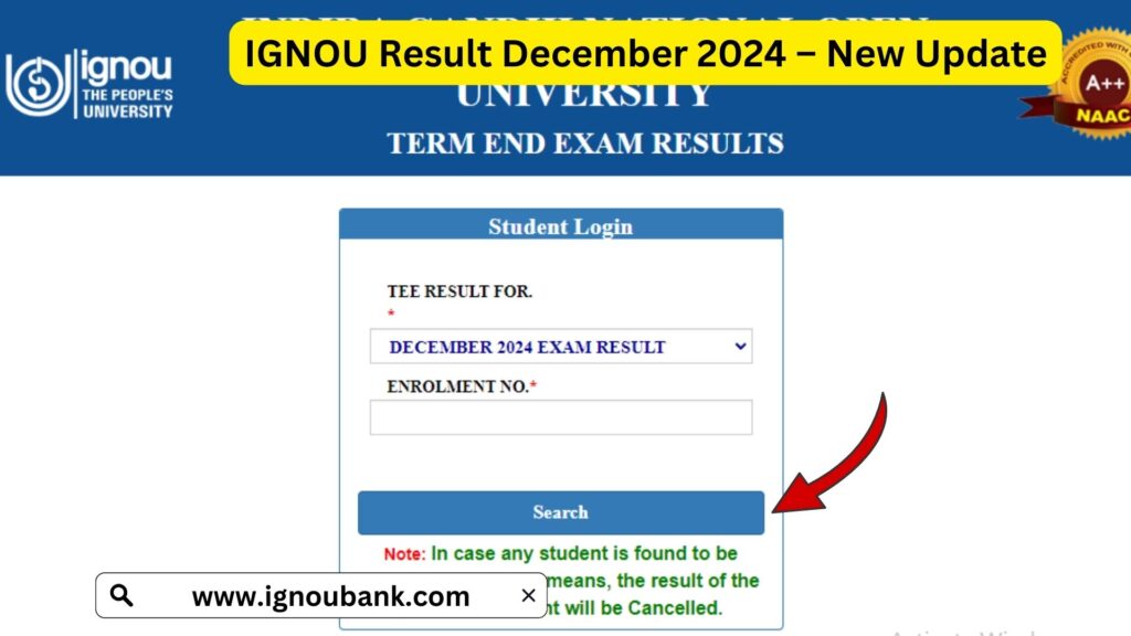 IGNOU Result December 2024 – New Update, Direct Link, Revaluation & More