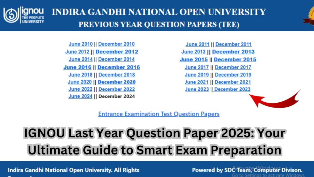 IGNOU Last Year Question Paper 2025: Your Ultimate Guide to Smart Exam Preparation