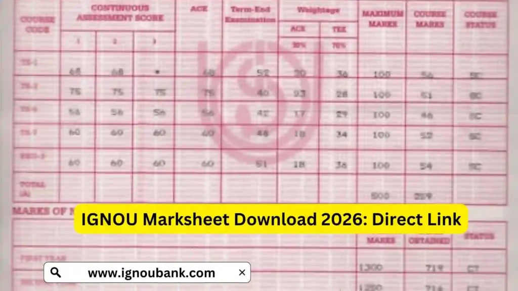 IGNOU Marksheet Download 2026 – Step-by-Step Guide to Access Your Grade Sheet Online
