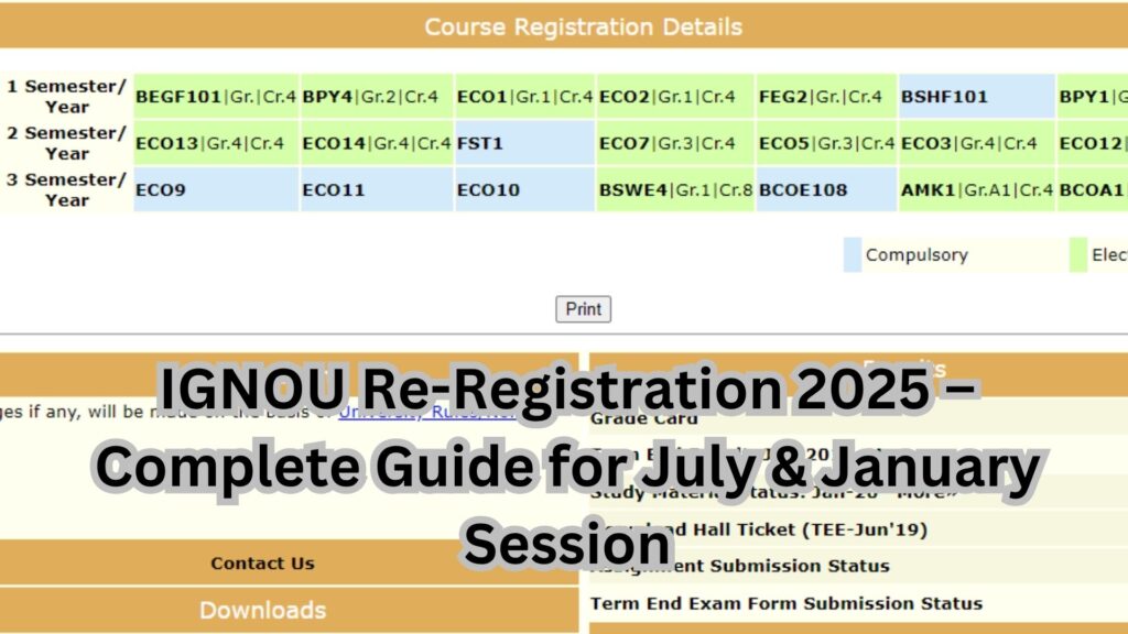IGNOU Re-Registration 2025 – Complete Guide for July & January Session