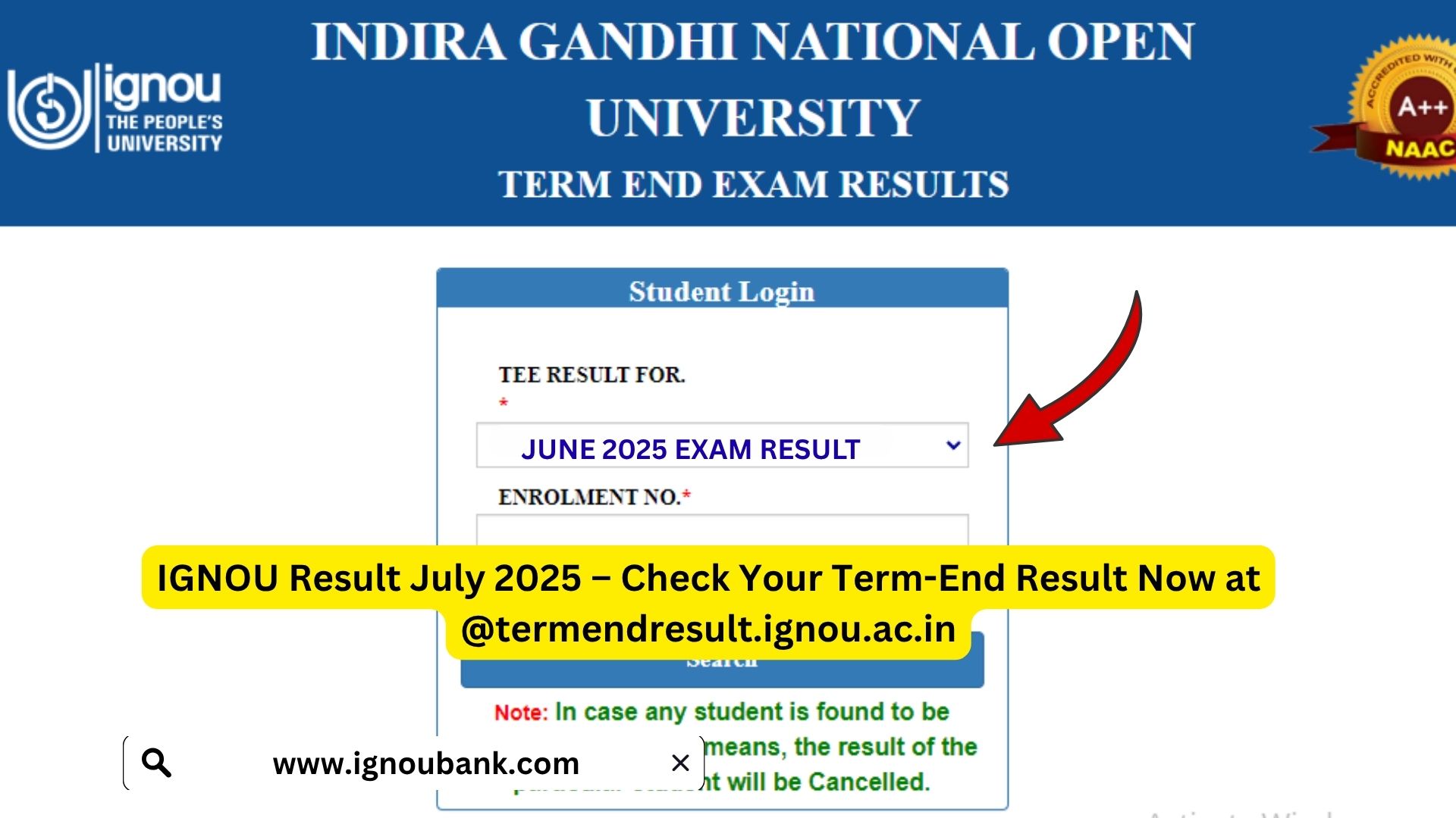 IGNOU Result July 2025 – Check Your Term-End Result Now at ...