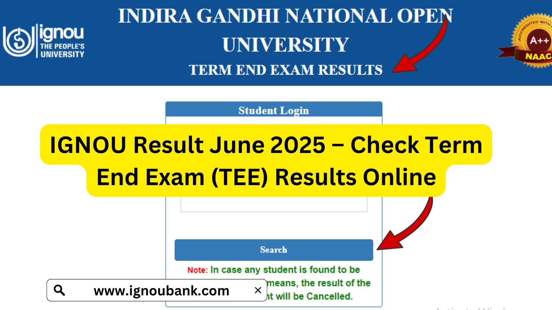 Ignou result june 2025 check term end exam tee results online