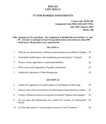 BSS-183 EM Solved Assignment 2025-26