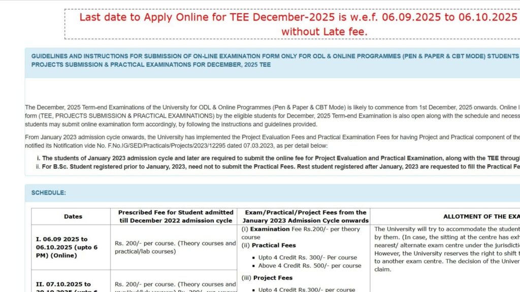 IGNOU Exam Form December 2025: Everything You Need to Know