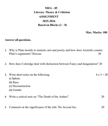 MEG 05 Solved Assignment 2025-26