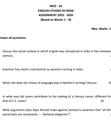 MEG 10 Solved Assignment 2025-26