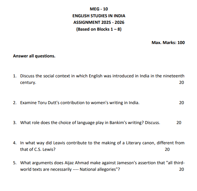 MEG 10 Solved Assignment 2025-26 MEG 10 Solved Assignment 2025-26