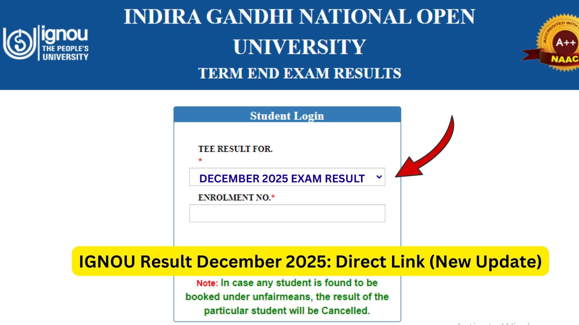 IGNOU Result December 2025: Complete Guide to Check Term End ...