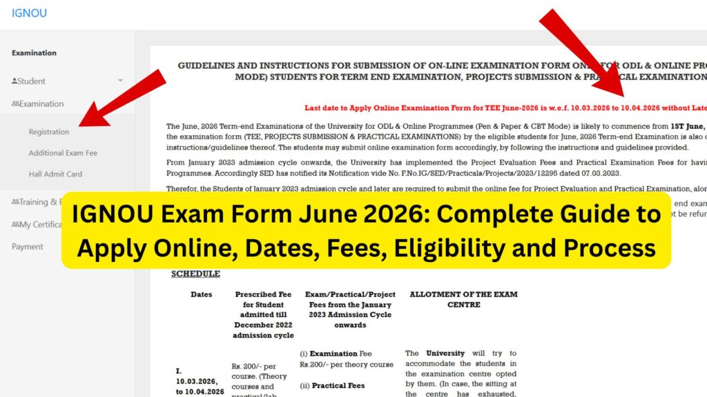 IGNOU Exam Form 2026: Complete Guide to Apply Online, Dates, Fees, Eligibility and Process