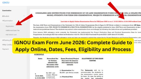 IGNOU Exam Form 2026: Complete Guide to Apply Online, Dates, Fees, Eligibility and Process