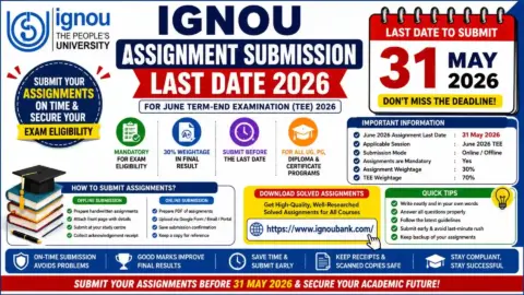 IGNOU Assignment Submission Last Date 2026: Complete Guide for June TEE Session