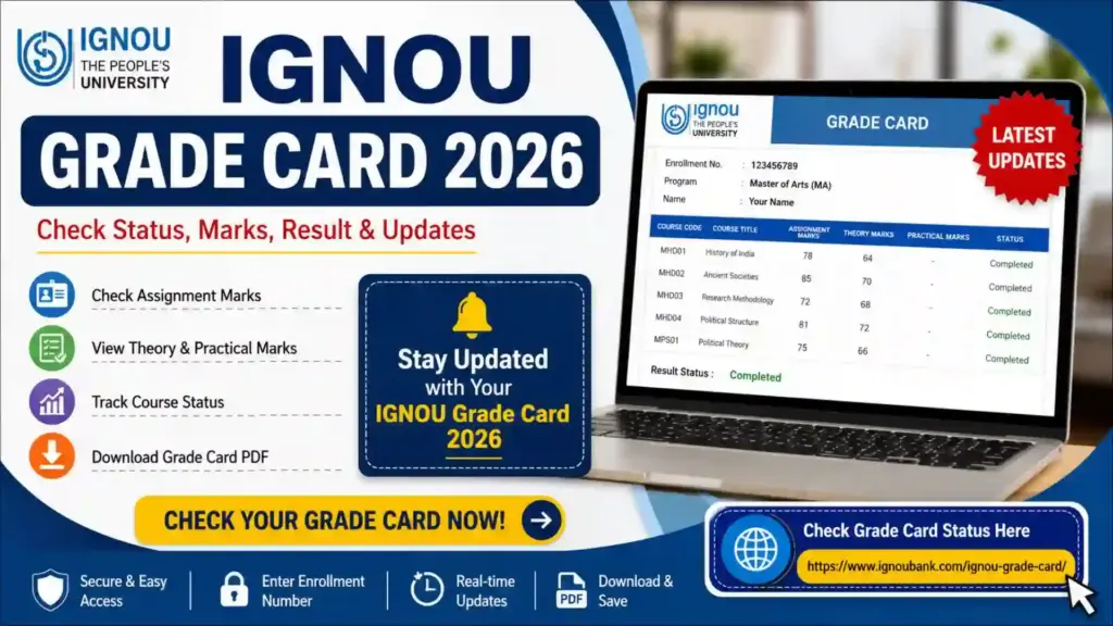 IGNOU Grade Card 2026: Complete Guide to Check Status, Marks, Result and Updates
