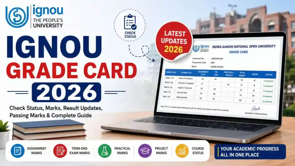 IGNOU Grade Card 2026: Check Status, Marks, Result Updates, Passing Marks & Complete Guide
