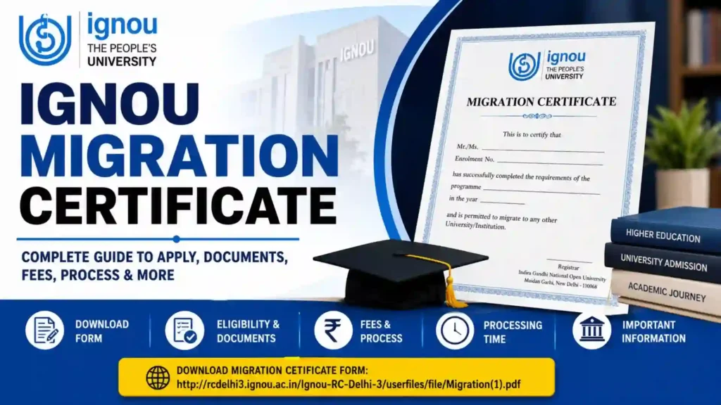 IGNOU Migration Certificate: Complete Guide to Apply, Download Form, Fees, Documents & Process
