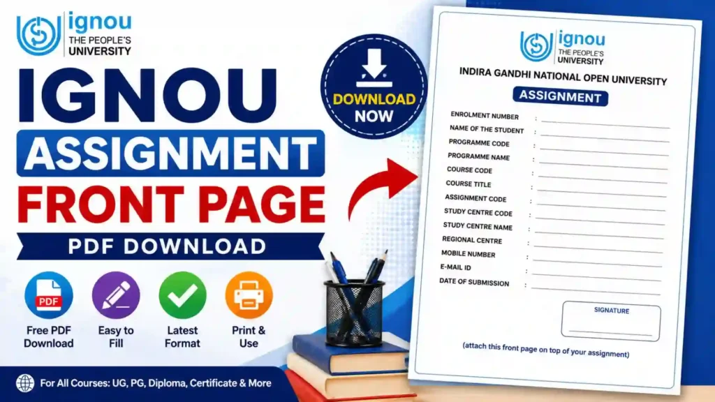 IGNOU Assignment Front Page 2026: Download PDF (Free Template) 1 IGNOU Assignment Front Page 2026: Download PDF (Free Template)